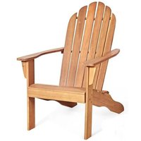Chaise De Jardin Adirondack En Bois Résistant Aux Intempéries Avec Dossier Incurvé Charge 170kg Couleur Bois 20_0000375