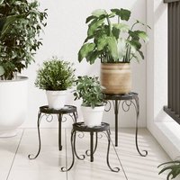 Vidaxl Supports Pour Plantes 3 Pcs Noir Et Blanc Céramique