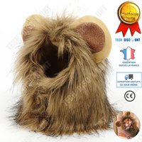 Perruque Pour Chien Costume Lion Chapeau Chat Animal Domestique Vêtement Déguisement Poils Longs Crinière Halloween Fête Doux