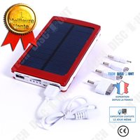 Panneau Chargeur Solaire Multifonctionnel /10000 Mah Double Port Usb Et Adaptateur/Pratique Et Fiable/ Power Bank Blanc Et Rouge