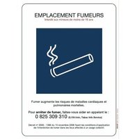 Panneaux de réglementation anti-tabac - emplacement fumeurs - 148 x 210 mm NOVAP