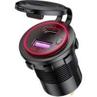 Chargeur Rapide De Voiture 12v 24v Qc3.0 Usb Type C Pd, Avec Interrupteur D'alimentation, Pour Moto Bateau Marin Suv Atv, Tablette De Téléphone