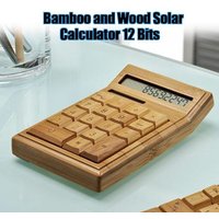 Calculatrice de bureau fonctionnelle en bambou, calculatrice à énergie solaire avec grand écran à 12 chiffres, fournitures scolaires et de bureau