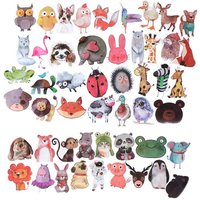 Autocollants Animaux Colorés Mignons, 50 Pièces, Jouets Pour Enfants, Aquarelle, Dessin Animé, Autocollants Pour Bricolage, Ordinateur Portable, Bagages, Planche À Roulettes