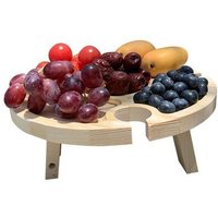 Table De Pique-Nique Pliante En Bois, Avec Porte-Verre, Support Pour Verres À Vin, Portable, Pour L'extérieur, 2 En 1