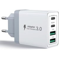 Chargeur Usb C, 40w 4 Port Prise Usbc Chargeur Rapide Iphone, Multi Secteur Pd+Qc 3.1a Type C Adaptateur Pour Iphone 15 14 13 12 11 Pro Max X Xs Xr 8