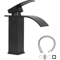 Mitigeur en cuivre G1/2, robinet de lavabo d'eau chaude et froide, robinet d'évier à longue poignée pour salle de bains, hôtel, foyer, couleur noire