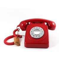 Gpo 746 téléphone fixe rétro bouton poussoir - rouge