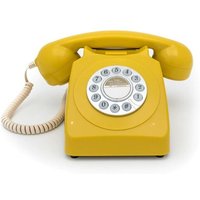 Gpo 746 téléphone fixe rétro bouton poussoir - jaune