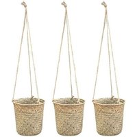 Panier De Rangement En Osier Tissé À La Main, Pot De Fleurs Suspendu, Panier De Plantes, Conteneur De Fleurs D'intérieur Et D'extérieur, 3 Pièces