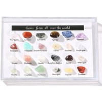 Lot De 24 Mini Pierres Minérales Mélangées, Échantillons De Minéraux Naturels, Ensemble De Pierres Précieuses Porte-Bonheur, Ensemble De Cadeaux En