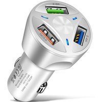 Chargeur De Voiture 3usb Qc3.0 3a 3 Ports, Charge Rapide, Adaptateur Allume-Cigare, Pour Voiture C