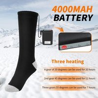Chaussettes Chauffantes Unisexes, 1 Paire, Avec Batterie Rechargeable De 4000mah, 3 Réglages De Chaleur, Pour L'hiver, Chaudes, Avec 2 Powerbank,