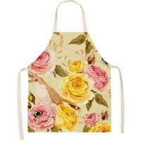 Tablier Cuisine Homme Menage Nettoyage Tablier Enfant Tablier De Cuisine En Lin, Fleur De Pivoine, Pour Magasin De Thé Au Lait, Salopette De