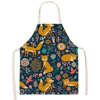 Tablier Cuisine Homme Menage Nettoyage Tablier Enfant Tablier De Cuisine Sans Manches Pour Femmes Et Enfants, Anti-Salissure, Imprimé Renard, Dessin