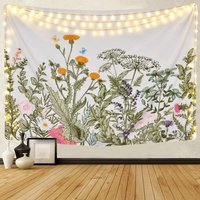 Decoration Chambre Decoration Chambre Femme Boheme Deco Tapisserie De Plantes Florales Vintage, Tapisserie De Fleurs Sauvages, Tenture Murale De