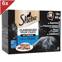 Sheba Classiques Pour Chats 72 Barquettes Terrine Coffret Océan 85g (6x12)