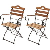 Lot De 2 Chaises De Jardin Balcon Terrasse Pliable En Bois D'acacia 04_0001955