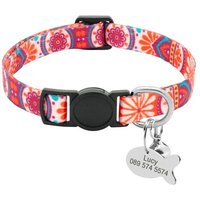 Joli Collier Imprimé Pour Animal De Compagnie,Accessoire Tout Mignon Pour Chat, À Personnaliser Avec Gravure, Avec Ouverture Rapide, Avec Clochette,