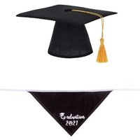 Chapeau De Remise De Diplôme Pour Animaux De Compagnie, 2 Pièces, Décoration De Chien, Photographie De Fête, Chapeau De Cosplay Avec Tessel Jaune Et