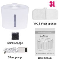 Fontaine D'eau Automatique Pour Chat Et Chien, Bol De Boisson Silencieux Pour Animaux De Compagnie, Distributeur D'eau Intelligent 3l Pour Chat, Usb
