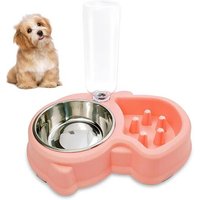Mangeoire À Eau En Forme D'os Pour Chien Et Chat, Bol À Boire En Acier Inoxydable, Double Bassin, Accessoires D'alimentation Nécessaires Pour Animaux
