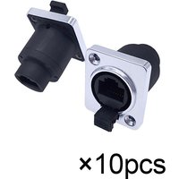 Connecteur Réseau Rj45 Étanche, 10 Pièces, Avec Couvercle En Caoutchouc, Prise Ethernet Ip65 8p8c Type D, Montage Sur Panneau