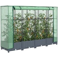 Vidaxl Jardinière Surélevée Avec Housse Aspect Rotin 160x40x123 Cm