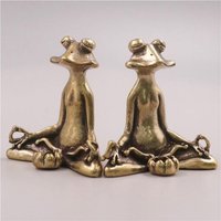 Grenouille En Bronze Rétro, Méditation, Décoration De Voiture, Grenouille Bouddhiste Zen, Sculpture De Jardin, Pour Maison, Bureau, Artisanat, Petite