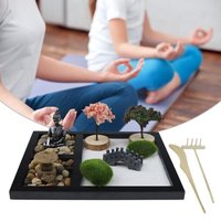 Kit Mini Décoration De Table De Style Japonais, Jardin Zen, Avec Sculpture De Sable, Arbre Artificiel, Rochers, Râteaux, Cadeau Spirituel, Décoration