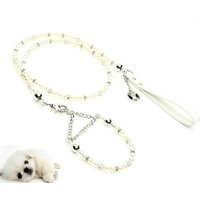 Collier De Perles De Luxe Pour Animaux Domestiques, Ensemble De Laisse Pour Marche, Jogging En Plein Air, Collier De Perles, Corde Pour Chien Et Chat