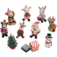 Figurines Miniatures En Résine, Thème De Noël, Animal, Arbre De Noël, Coffret Cadeau, Décoration Féerique, Maison De Poupée, 10 Pièces/Ensemble