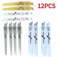 Kit de lames de scie alternatives polyvalentes de 150mm, 12 pièces assorties de Sabre Bi en métal pour le bois, Kit d'accessoires pour outils