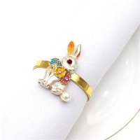 Anneaux De Serviette Lapin De Pâques, 6 Pièces, Porte-Anneau De Serviette Lapin En Métal, Boucle De Serviette De Service, Décoration De Table À