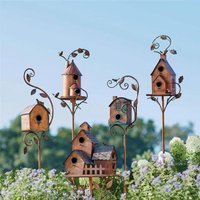 Piquet De Jardin Nichoir Attrayantes Mangeoire À Oiseaux Exquis Piquets De Jardin En Métal Avec Tige Nichoir Mangeoire Pour La Maison Décors De Jardin