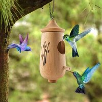 Mangeoire À Oiseaux Pour L'extérieur, Maison Suspendue En Bois Massif, Décoration Extérieure De Jardin, Patio, Pelouse