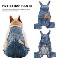 Combinaison En Denim Bleu Pour Animal De Compagnie, Pantalon Pour Chien, Patchwork, Tissu Denim, Vêtements Plus Chauds, Ornements Pour Nouvel An,