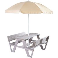 Roba Table Pique-Nique Enfants Avec Parasol 'outdoor +' En Bois Massif - Table D'extérieur 4 Places Avec Dossiers - Gris