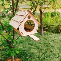 Mangeoire Suspendue En Bois Pour Oiseaux, À Monter Soi-Même, Décoration De Jardin Sauvage En Plein Air, Cage D'alimentation En Eau Et Nourriture