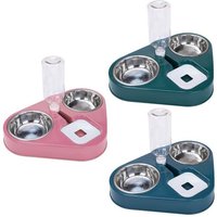 Bol D'alimentation Automatique Pour Animaux De Compagnie, 500ml, Avec Bouteille D'eau, Double Bol En Acier Inoxydable, Pour Chiens Et Chats
