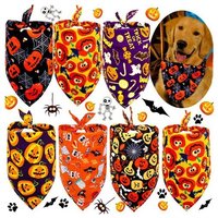 Bavoir Triangulaire Pour Chien, Bandana D'halloween, Avec Motif De Citrouille, Chauve-Souris, Araignée Et Fantôme, Écharpe Lavable, Accessoires Pour