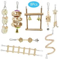 Hamac À Balançoire En Bois, 8 Pièces/Ensemble, Jouets Pour Perroquets Et Oiseaux, Perchoirs D'escalade