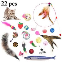 Ensemble De 22 Pièces De Jouets Variété Chats Pack De Jouets, Souris Amusante, Boules De Chat En Sisal, Qualité Cadeau, Set De Plumes Pour Petit