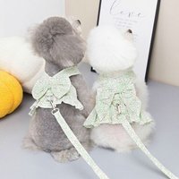 Ensemble Harnais Et Laisse Pour Chien, Vêtements Pour Chiot, Motif Floral, Jupe Ajustable, Chihuahua, Bouledogue