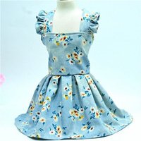 Vêtements À Fleurs Pour Chiens, Robes Pour Animaux De Compagnie, Imprimé Bleu, Printemps Et Été