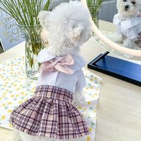 Vêtements De Printemps Et D'été Pour Animaux De Compagnie, Jolie Robe À Carreaux Avec Noeud Pour Petits Et Moyens Chiens, Chihuahua, Chiot