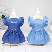 Vêtements Pour Animaux De Compagnie, Robe Pour Petit Chien Avec Jupe En Denim À Anneaux En D, Manteau Confortable Et Doux, Joli Gilet À La Mode,