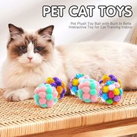 Balle En Peluche Pour Animaux De Compagnie, Avec Cloches Intégrées, Jouet Interactif Pour L'entraînement Des Chats En Intérieur, Fait À La Main,