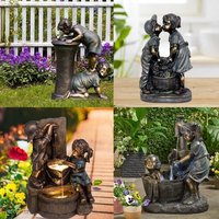 Statue De Jardin En Résine Avec Pompe À Eau Pour Garçon Et Fille, Décoration D'extérieur Pour Jardin, Pelouse, Cour, Sculpture, Décoration De Maison