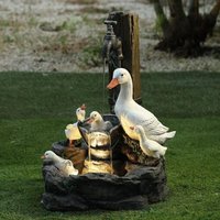 Fontaine D'eau Solaire D'extérieur Avec Lumières Led Ornement En Résine Statue D'animaux Décoration De Jardin
